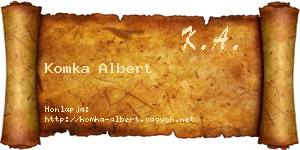 Komka Albert névjegykártya